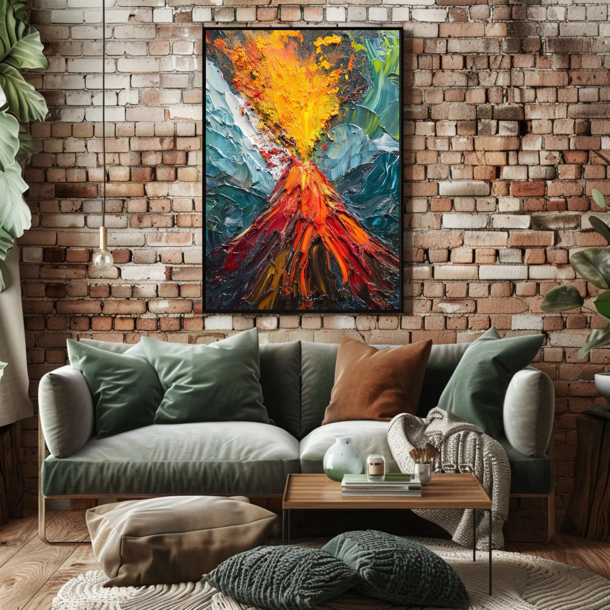 Vibrant Volcanic Eruption Art: Abstract or Artistic Poster PosterGoat