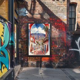 Vibrant Watercolor Street Scene Travel Poster PosterGoat
