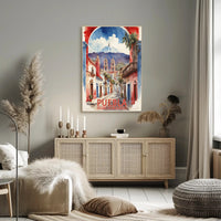 Vibrant Watercolor Street Scene Travel Poster PosterGoat