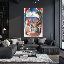 Vibrant Watercolor Street Scene Travel Poster PosterGoat