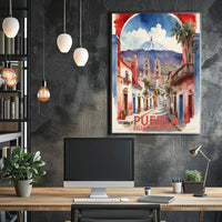 Vibrant Watercolor Street Scene Travel Poster PosterGoat