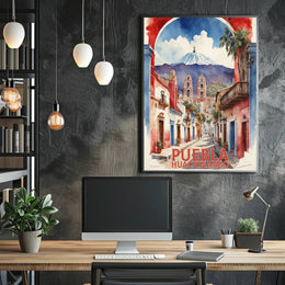 Vibrant Watercolor Street Scene Travel Poster PosterGoat