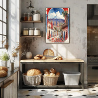 Vibrant Watercolor Street Scene Travel Poster PosterGoat