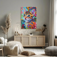 Vibrant Whimsical Cat Art Poster - Abstract, Artistic, or Pop Culture Poster PosterGoat
