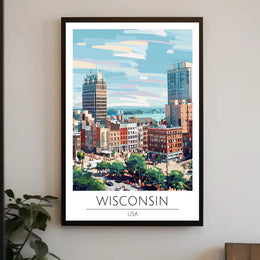 Vibrant Wisconsin Cityscape Artistic Abstract, Artistic, or Pop Culture Poster PosterGoat