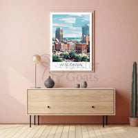 Vibrant Wisconsin Cityscape Artistic Abstract, Artistic, or Pop Culture Poster PosterGoat