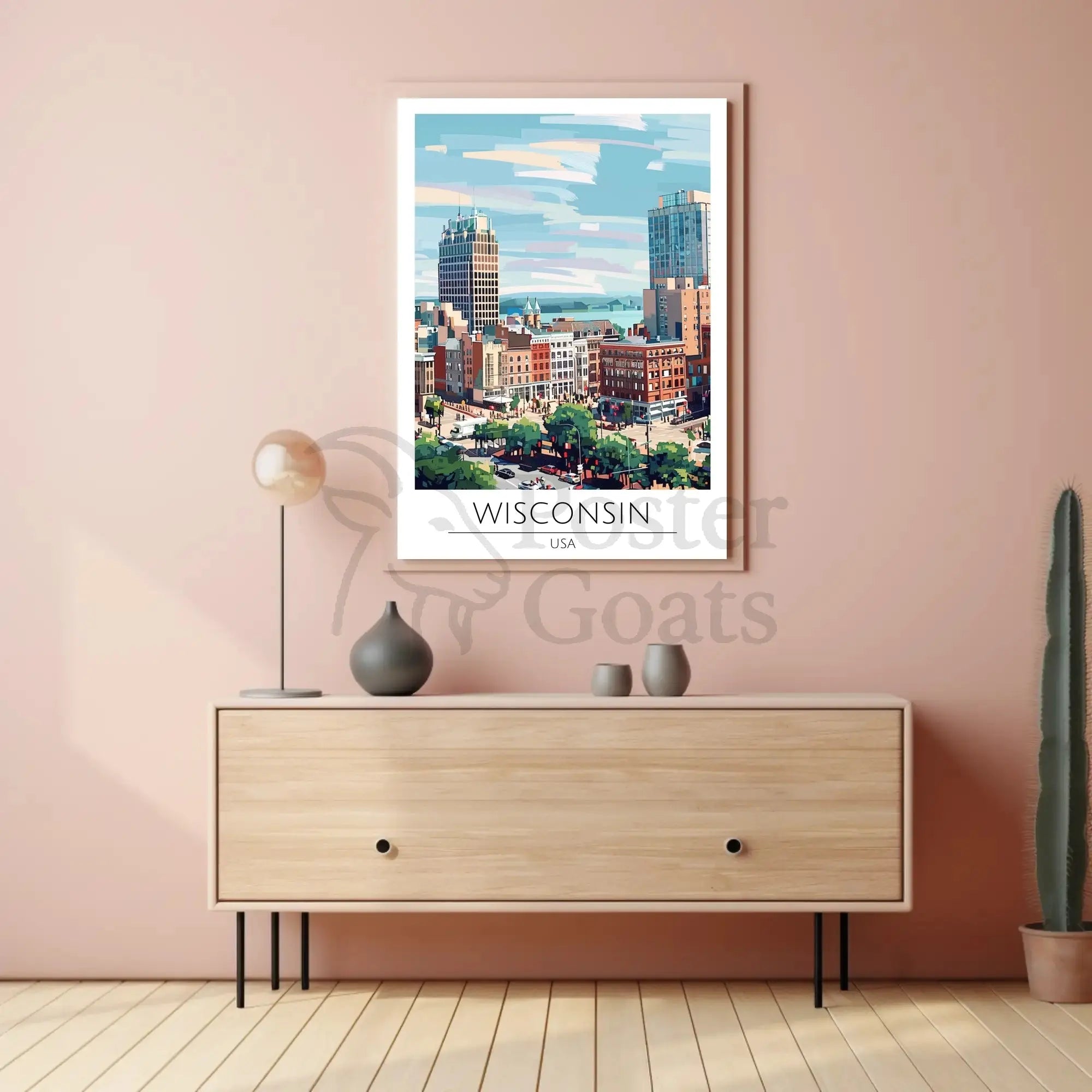 Vibrant Wisconsin Cityscape Artistic Abstract, Artistic, or Pop Culture Poster PosterGoat