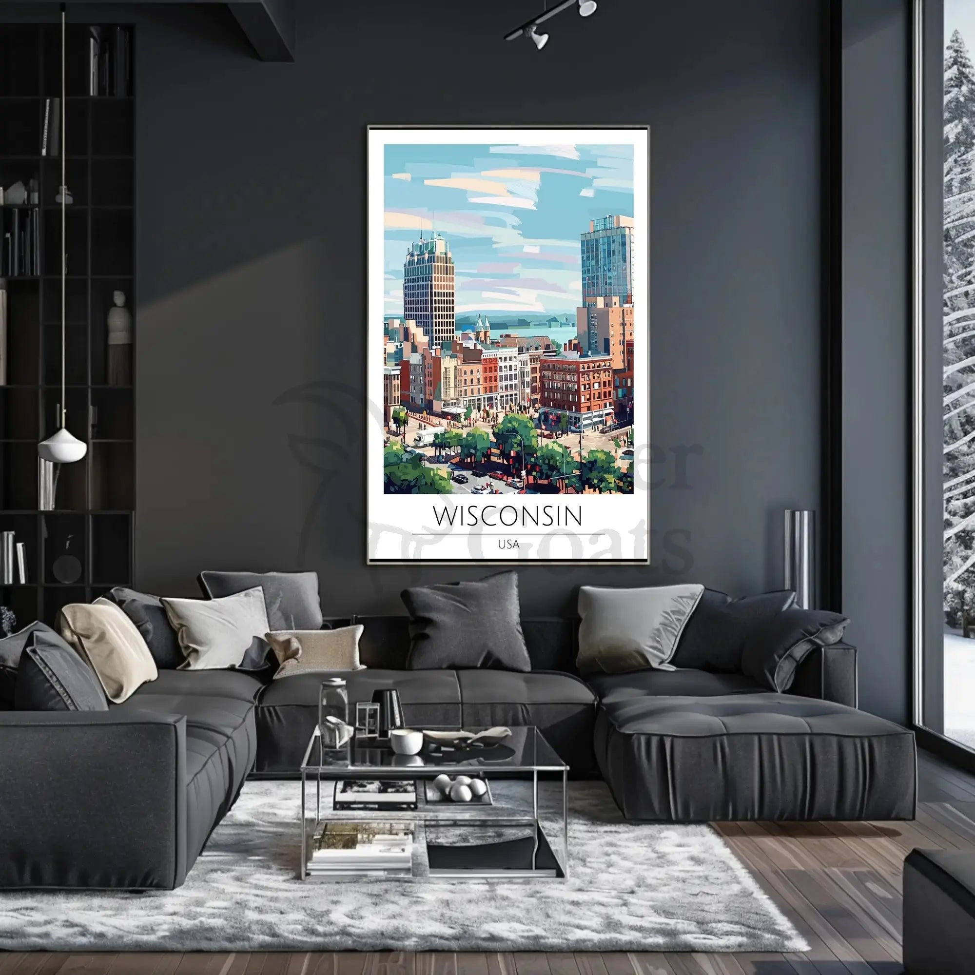 Vibrant Wisconsin Cityscape Artistic Abstract, Artistic, or Pop Culture Poster PosterGoat
