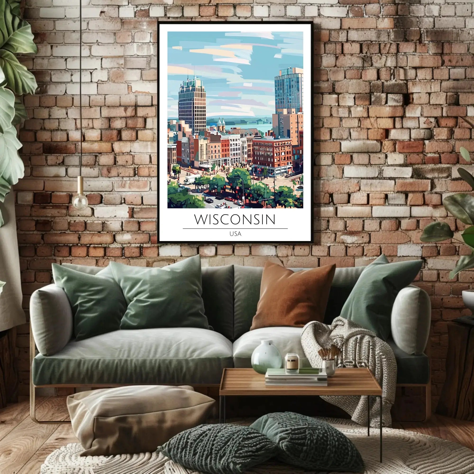 Vibrant Wisconsin Cityscape Artistic Abstract, Artistic, or Pop Culture Poster PosterGoat