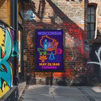 Vibrant Wisconsin Heritage Neon Art Cultural or Heritage Poster PosterGoat