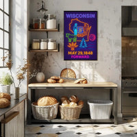 Vibrant Wisconsin Heritage Neon Art Cultural or Heritage Poster PosterGoat
