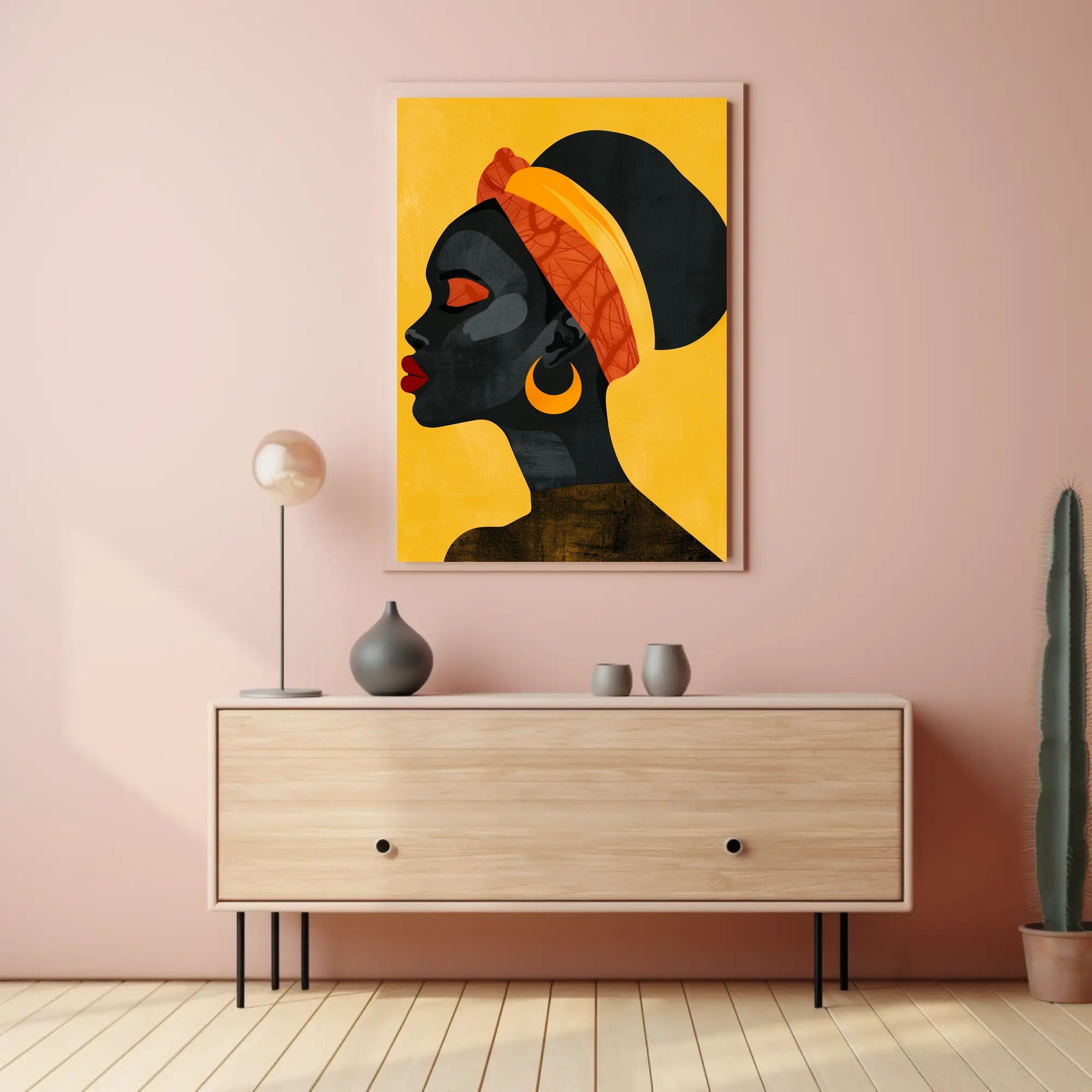 Vibrant Woman in Profile with Modern Cultural Flair: Artistic Poster PosterGoat