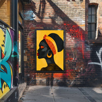 Vibrant Woman in Profile with Modern Cultural Flair: Artistic Poster PosterGoat