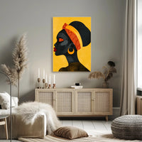 Vibrant Woman in Profile with Modern Cultural Flair: Artistic Poster PosterGoat