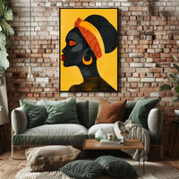 Vibrant Woman in Profile with Modern Cultural Flair: Artistic Poster PosterGoat
