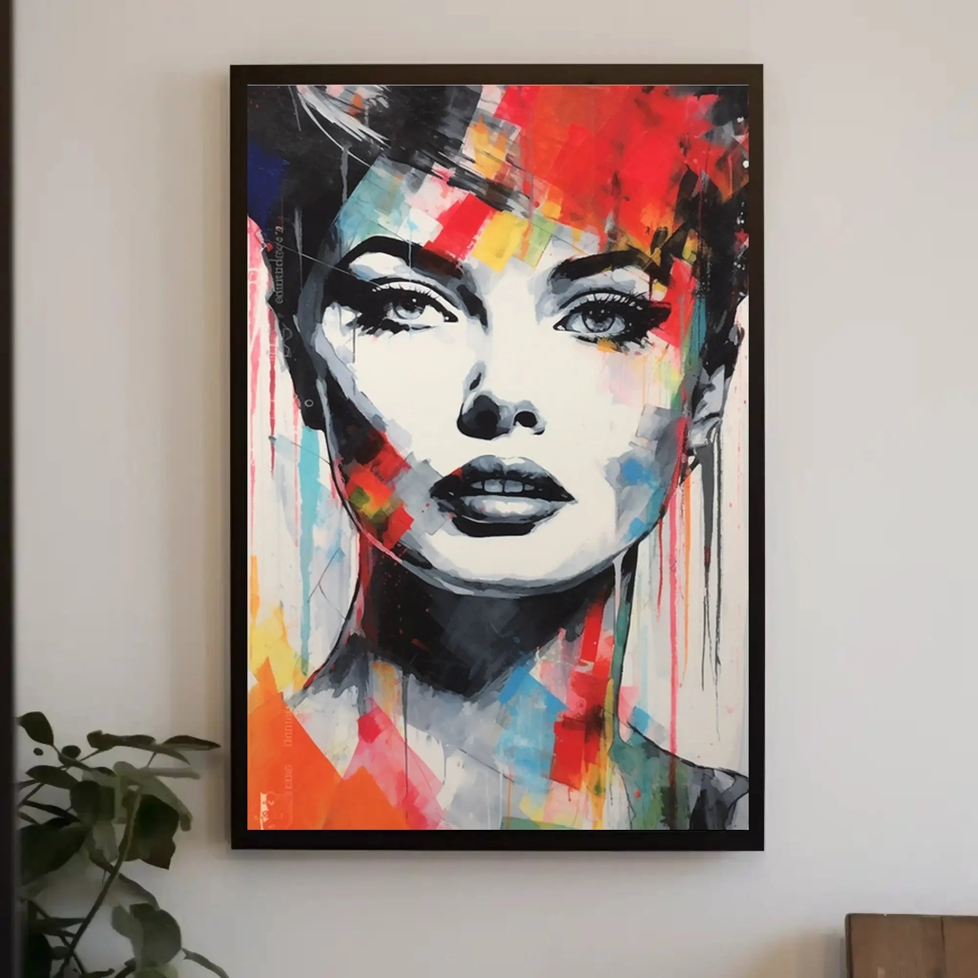 Vibrant Woman's Face Abstract Pop Culture Poster PosterGoat