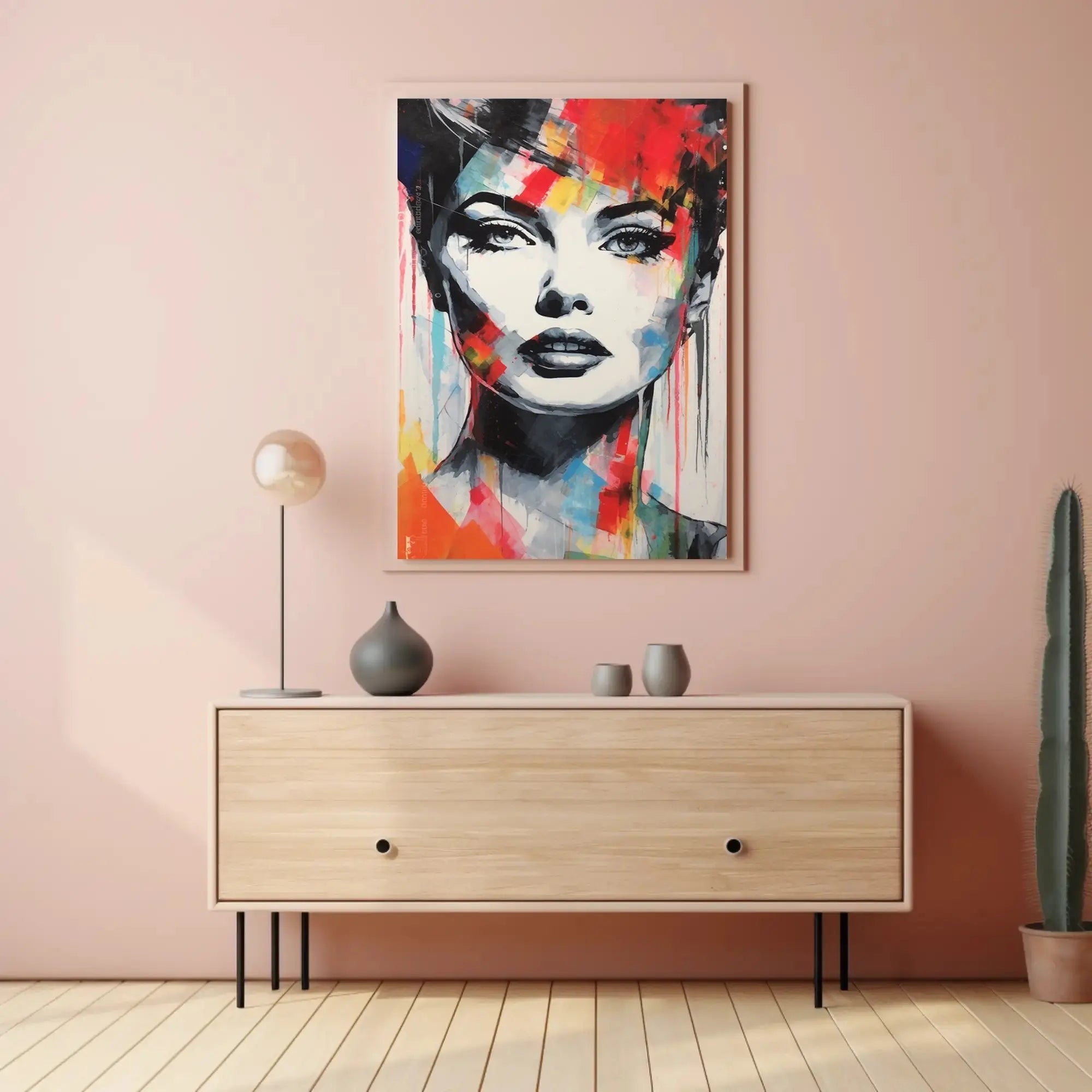 Vibrant Woman's Face Abstract Pop Culture Poster PosterGoat