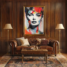 Vibrant Woman's Face Abstract Pop Culture Poster PosterGoat