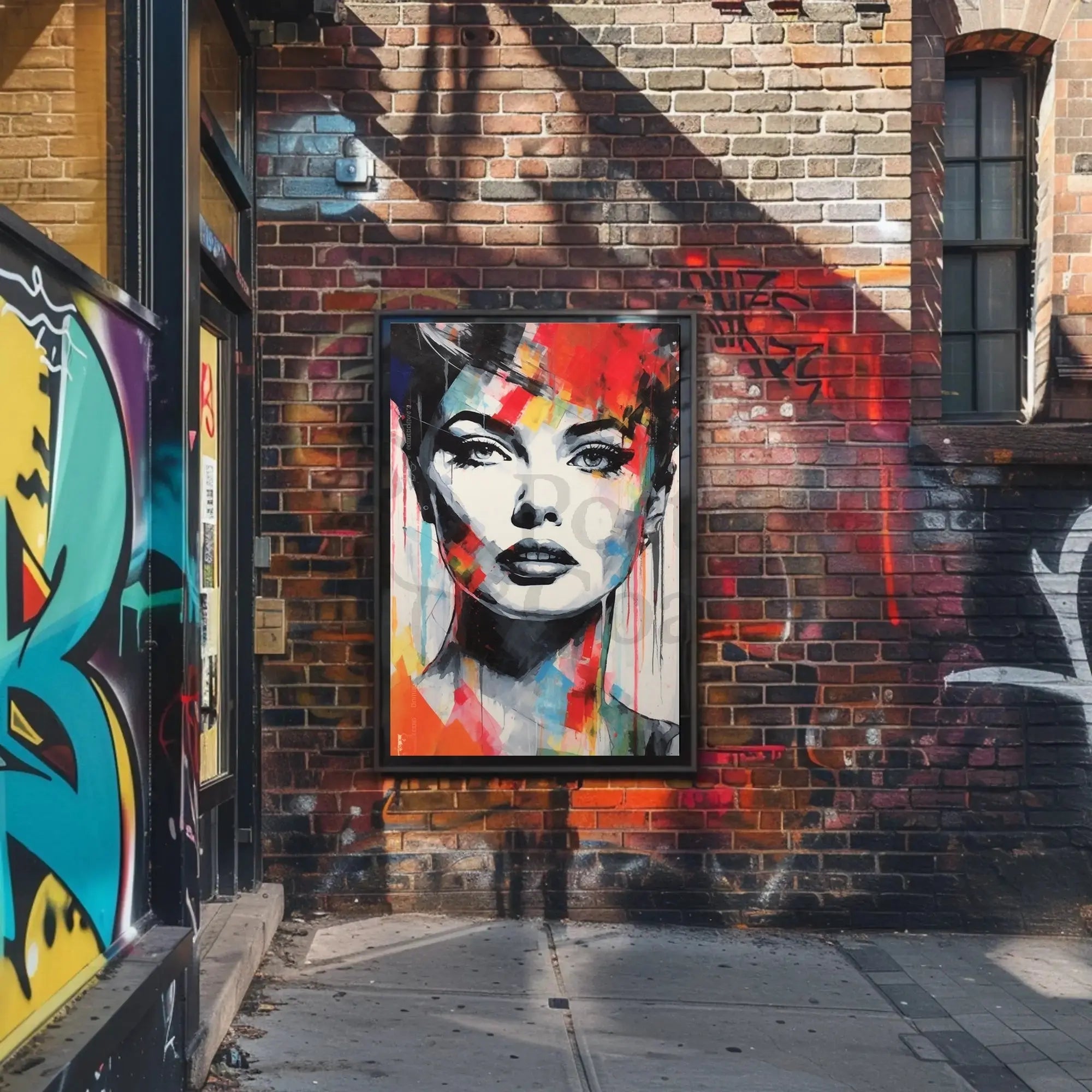 Vibrant Woman's Face Abstract Pop Culture Poster PosterGoat