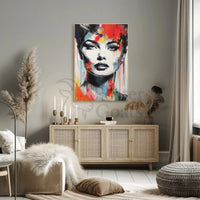 Vibrant Woman's Face Abstract Pop Culture Poster PosterGoat
