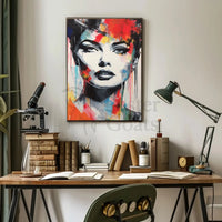 Vibrant Woman's Face Abstract Pop Culture Poster PosterGoat