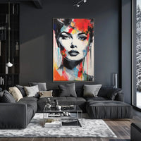 Vibrant Woman's Face Abstract Pop Culture Poster PosterGoat