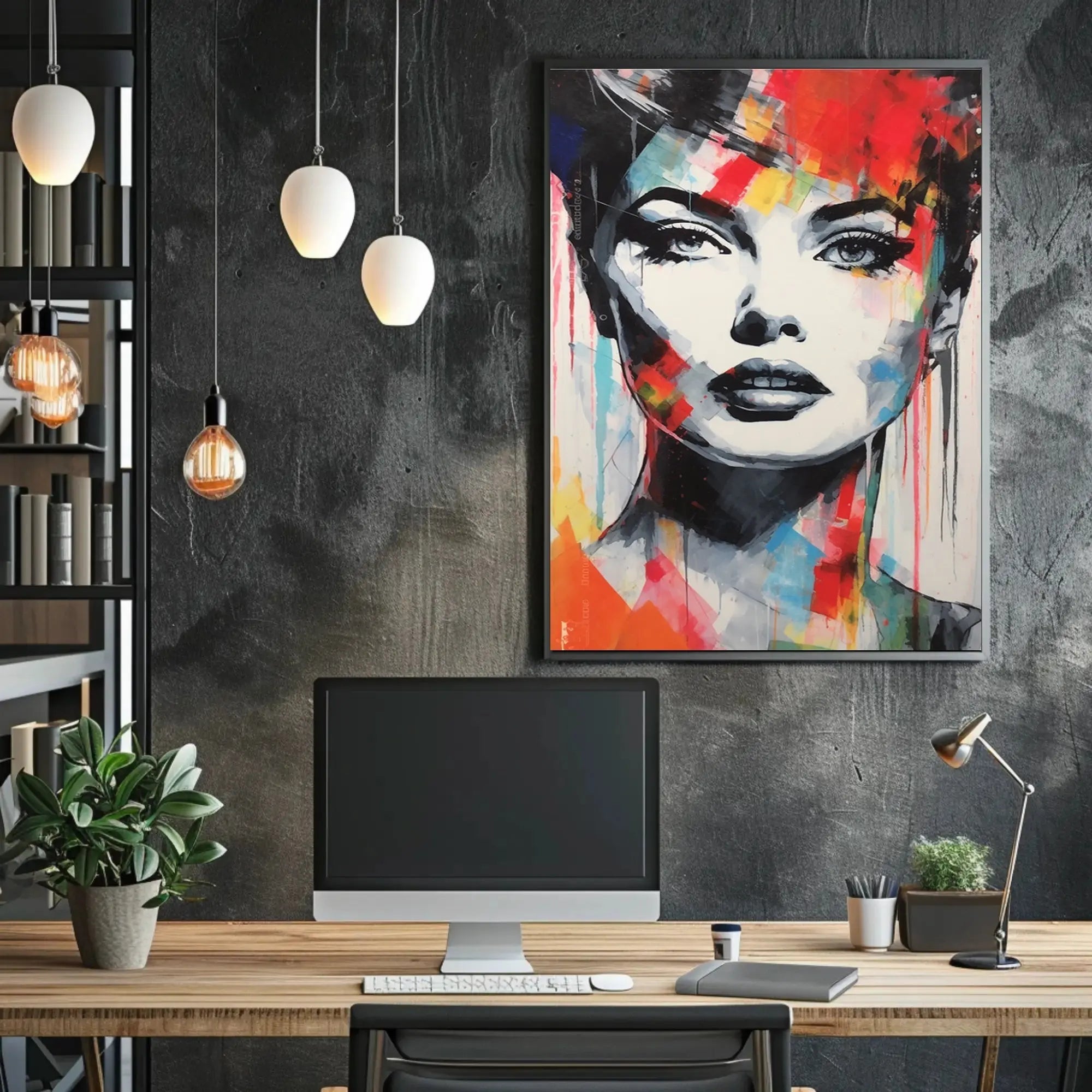 Vibrant Woman's Face Abstract Pop Culture Poster PosterGoat