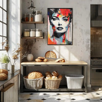 Vibrant Woman's Face Abstract Pop Culture Poster PosterGoat