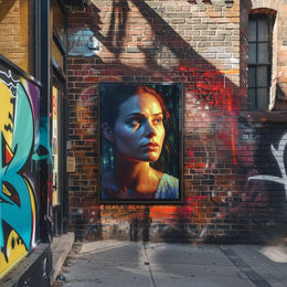 Vibrant Woman's Portrait with Nature Glow Artistic Poster PosterGoat