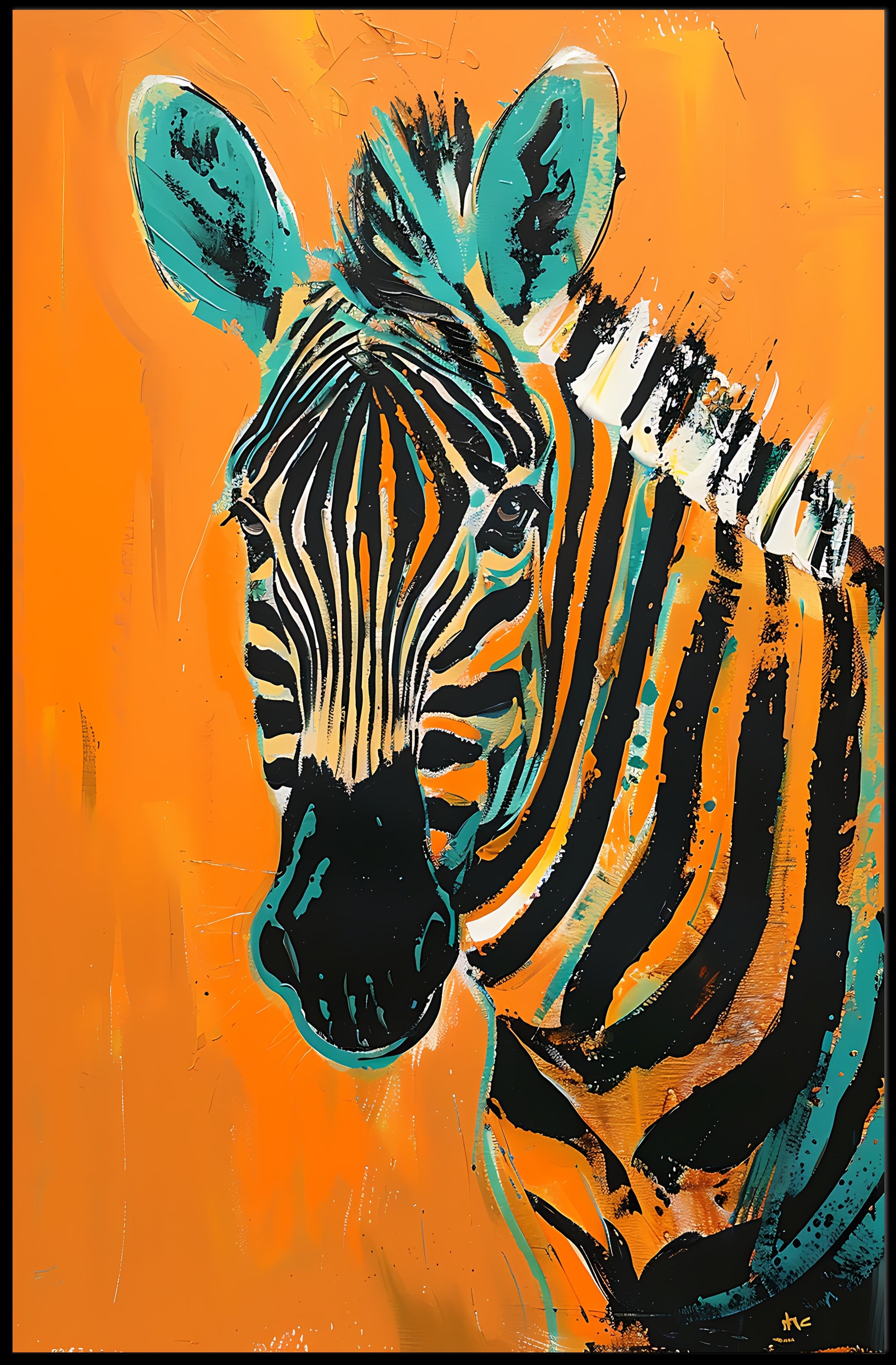 Vibrant Zebra Abstract Art Print - Abstract or Artistic Poster PosterGoat