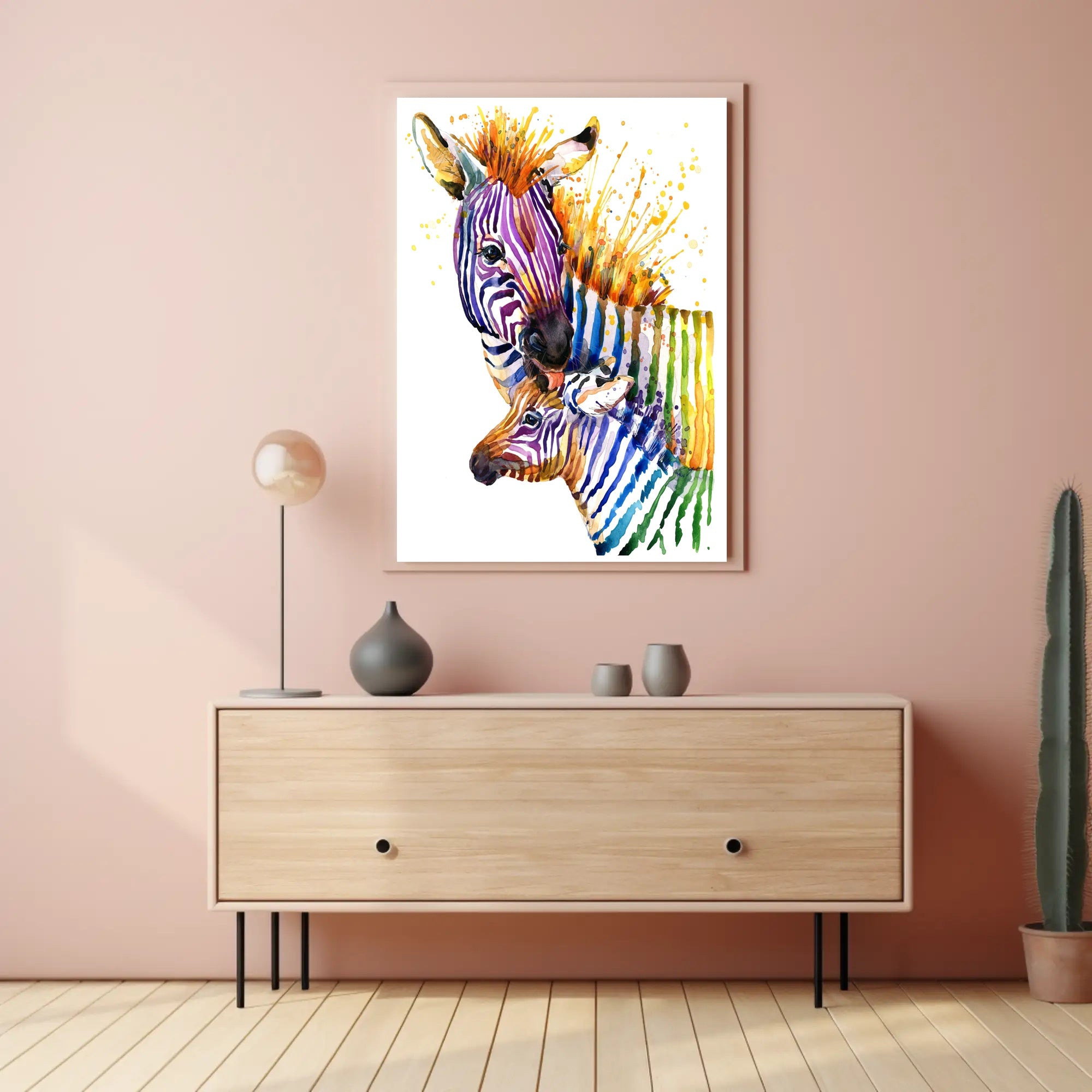 Vibrant Zebra Watercolor Art Print - Abstract or Artistic Poster PosterGoat