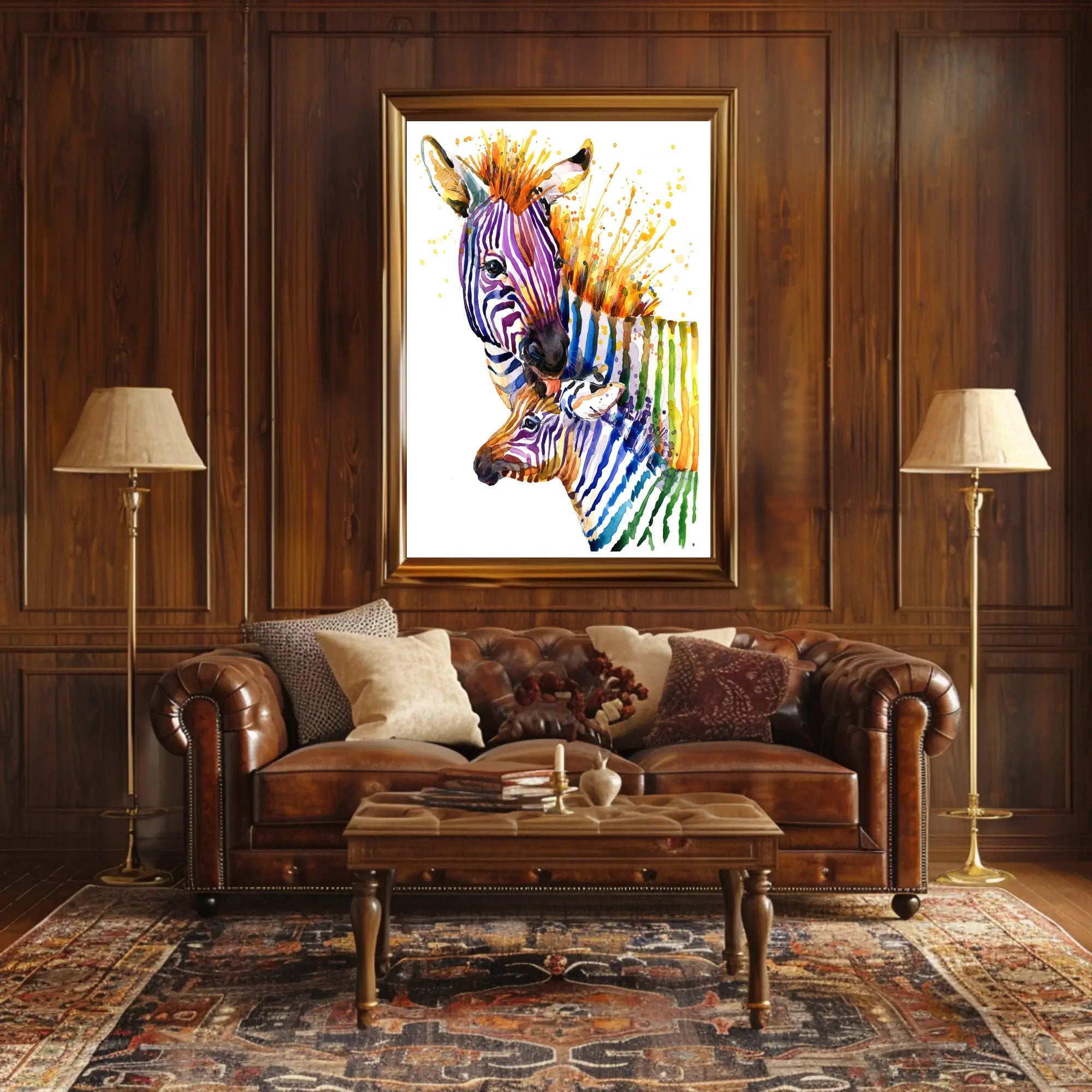 Vibrant Zebra Watercolor Art Print - Abstract or Artistic Poster PosterGoat