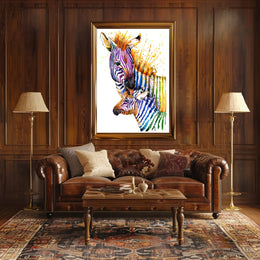Vibrant Zebra Watercolor Art Print - Abstract or Artistic Poster PosterGoat