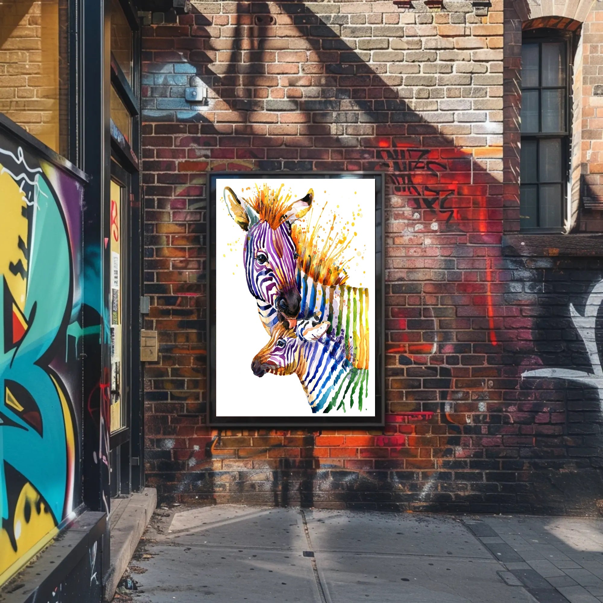 Vibrant Zebra Watercolor Art Print - Abstract or Artistic Poster PosterGoat