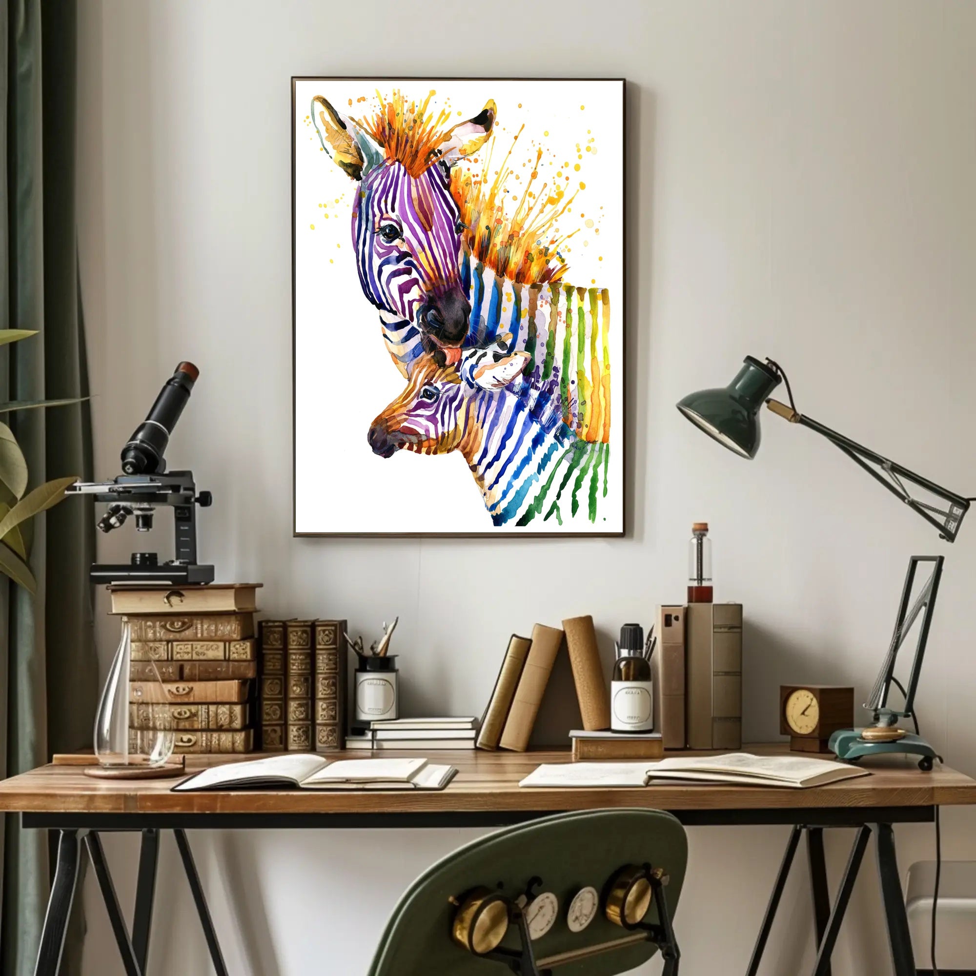 Vibrant Zebra Watercolor Art Print - Abstract or Artistic Poster PosterGoat