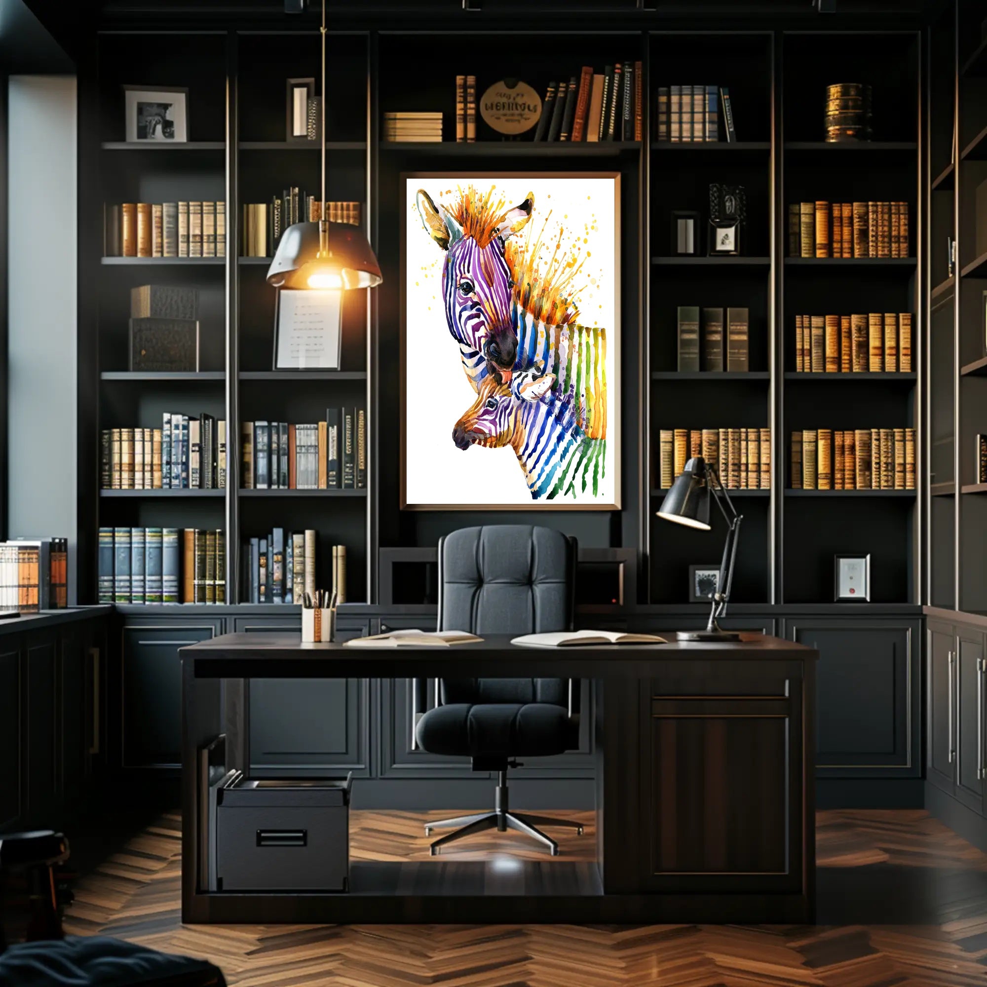 Vibrant Zebra Watercolor Art Print - Abstract or Artistic Poster PosterGoat