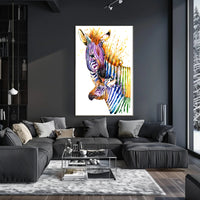 Vibrant Zebra Watercolor Art Print - Abstract or Artistic Poster PosterGoat
