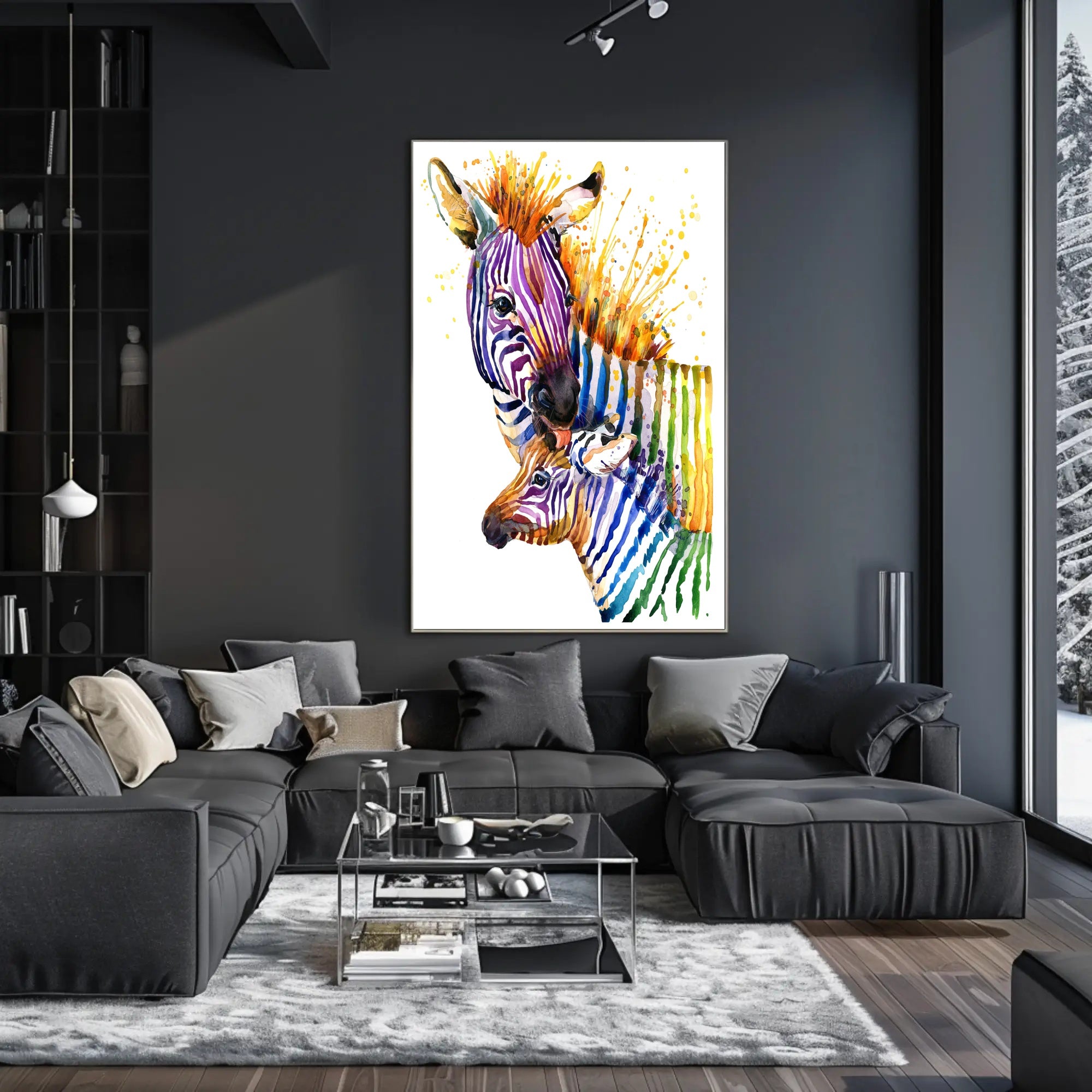 Vibrant Zebra Watercolor Art Print - Abstract or Artistic Poster PosterGoat