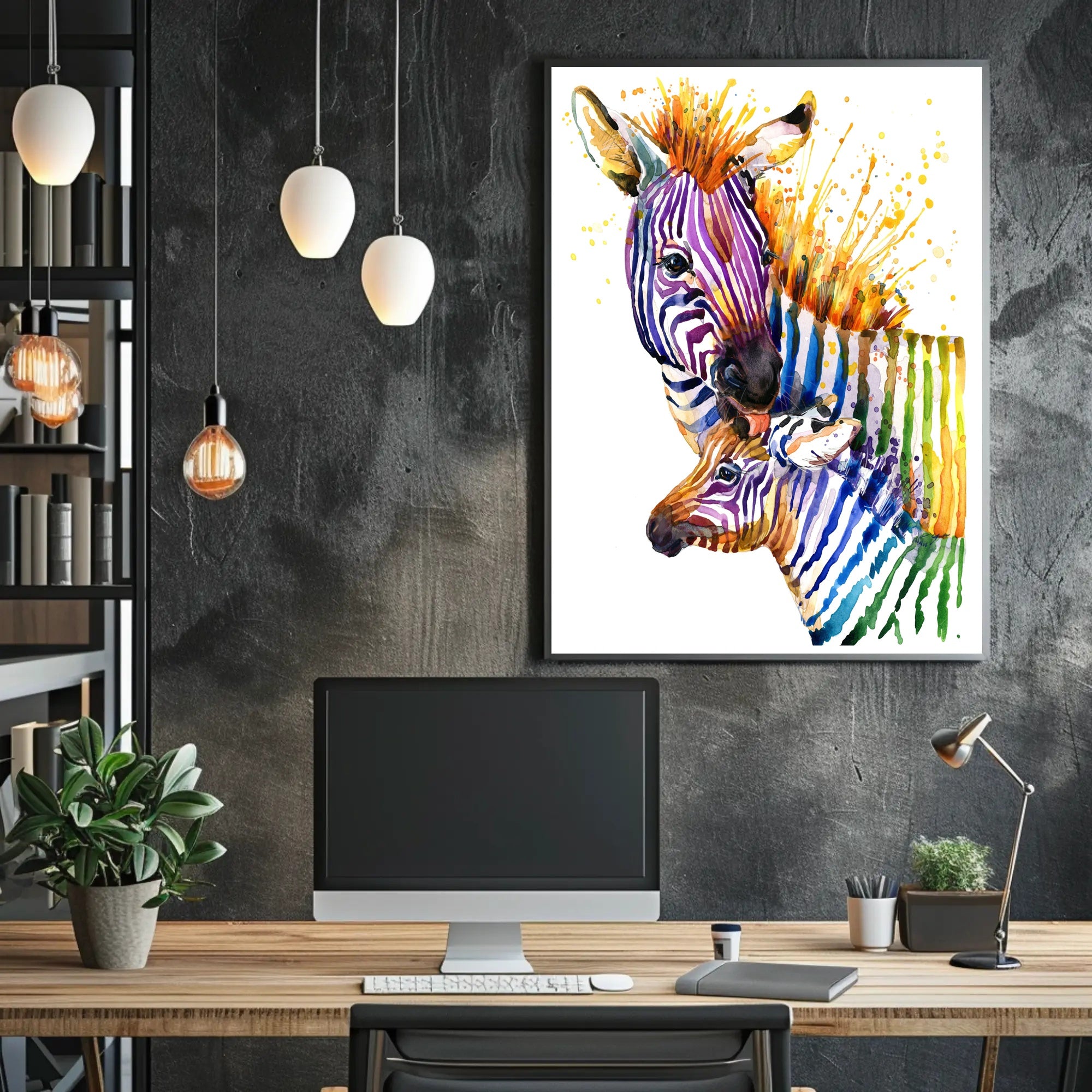 Vibrant Zebra Watercolor Art Print - Abstract or Artistic Poster PosterGoat