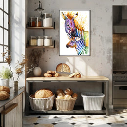 Vibrant Zebra Watercolor Art Print - Abstract or Artistic Poster PosterGoat
