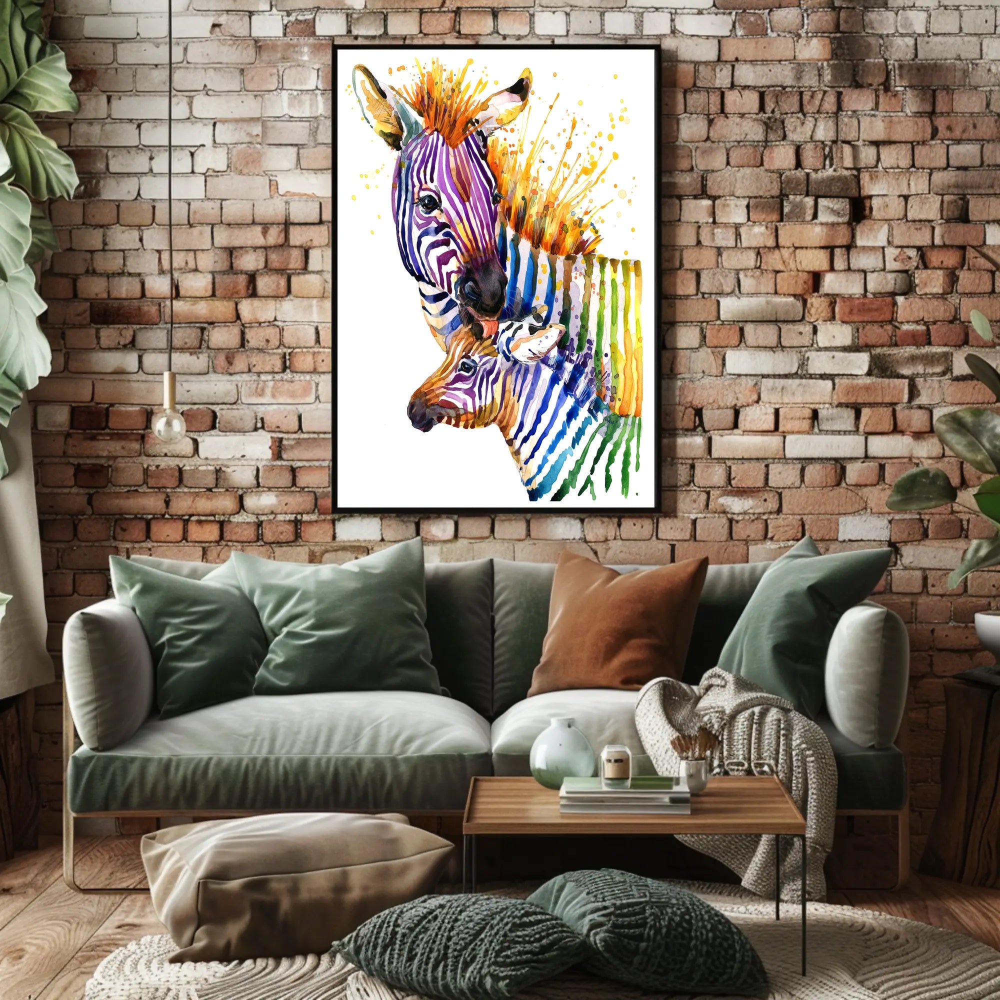 Vibrant Zebra Watercolor Art Print - Abstract or Artistic Poster PosterGoat