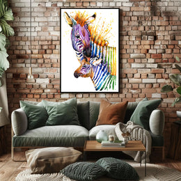 Vibrant Zebra Watercolor Art Print - Abstract or Artistic Poster PosterGoat