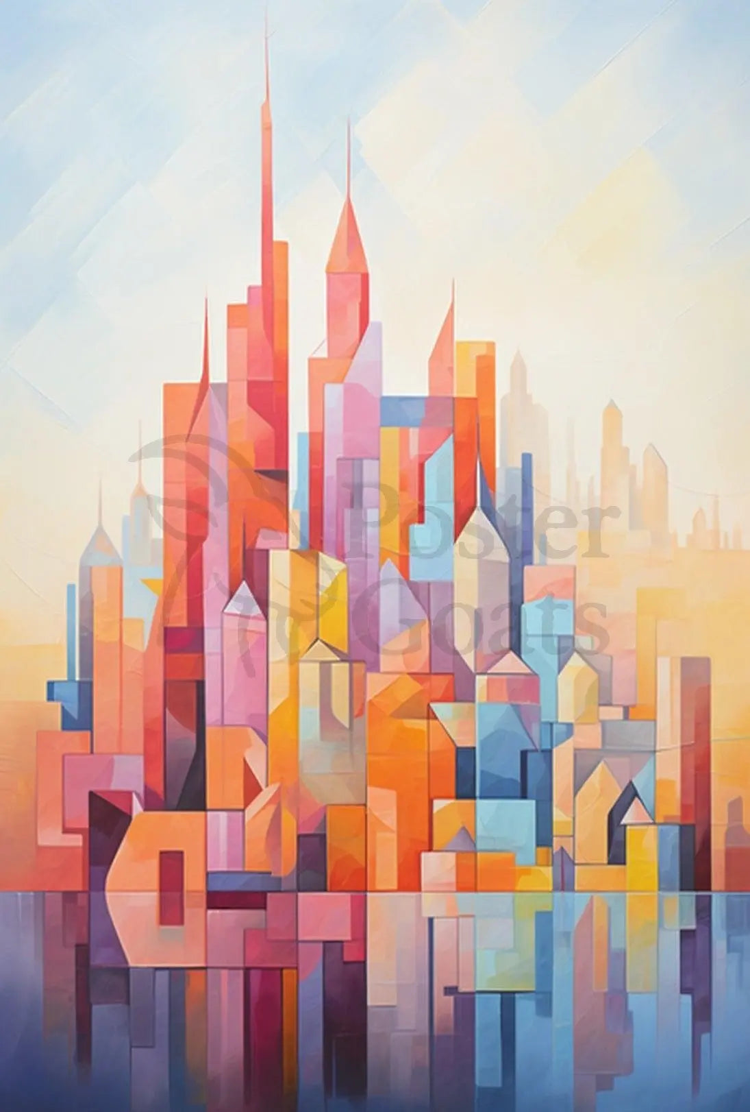 Vibrant geometric cityscape design abstract artistic poster PosterGoat