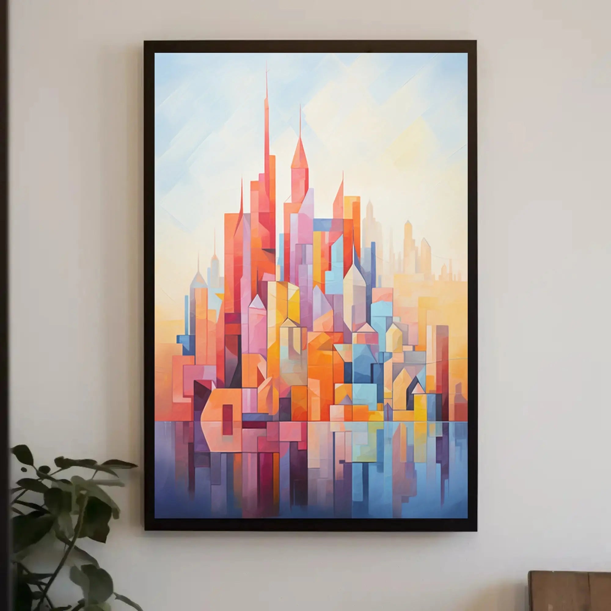 Vibrant geometric cityscape design abstract artistic poster PosterGoat