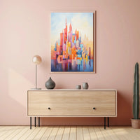 Vibrant geometric cityscape design abstract artistic poster PosterGoat