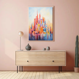 Vibrant geometric cityscape design abstract artistic poster PosterGoat