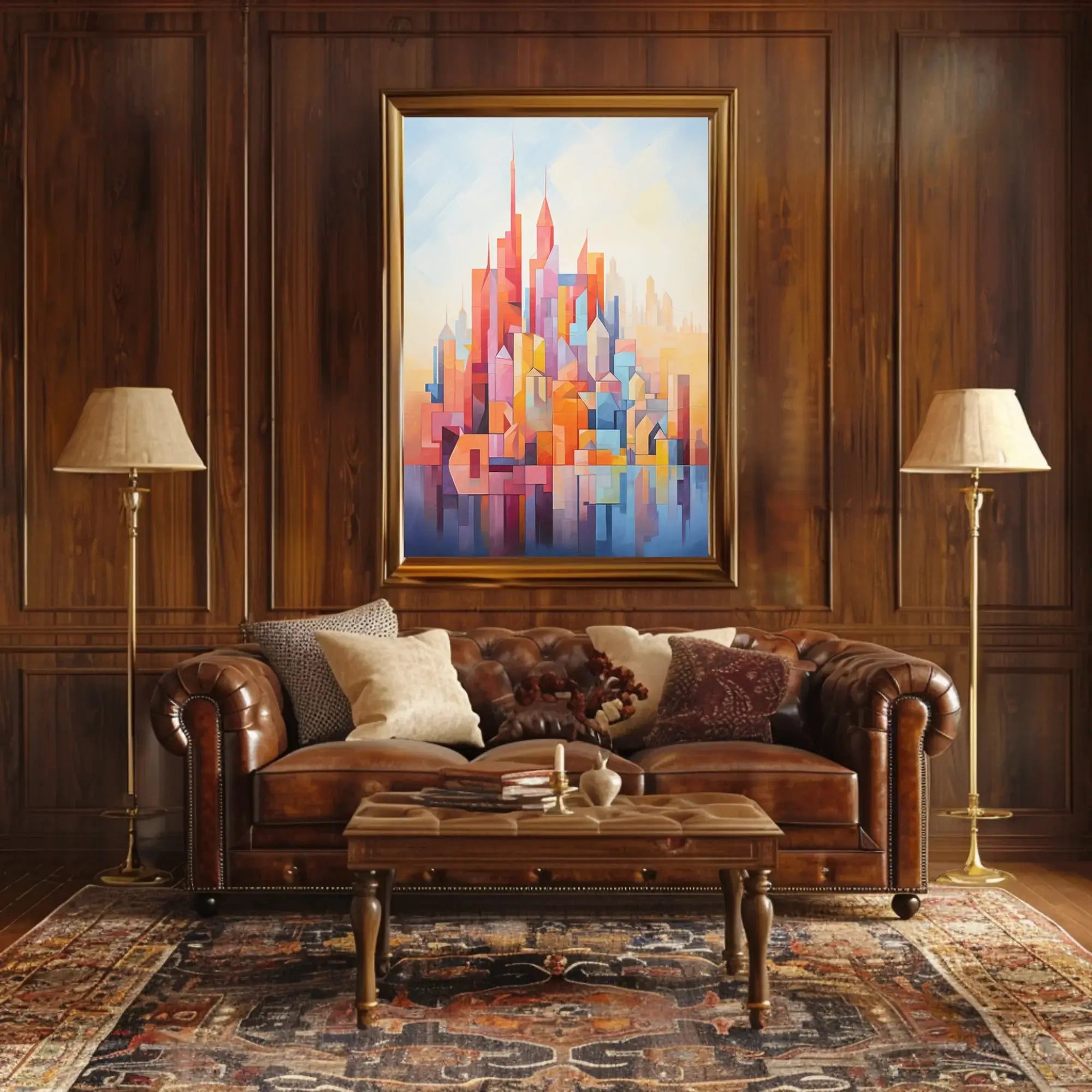 Vibrant geometric cityscape design abstract artistic poster PosterGoat
