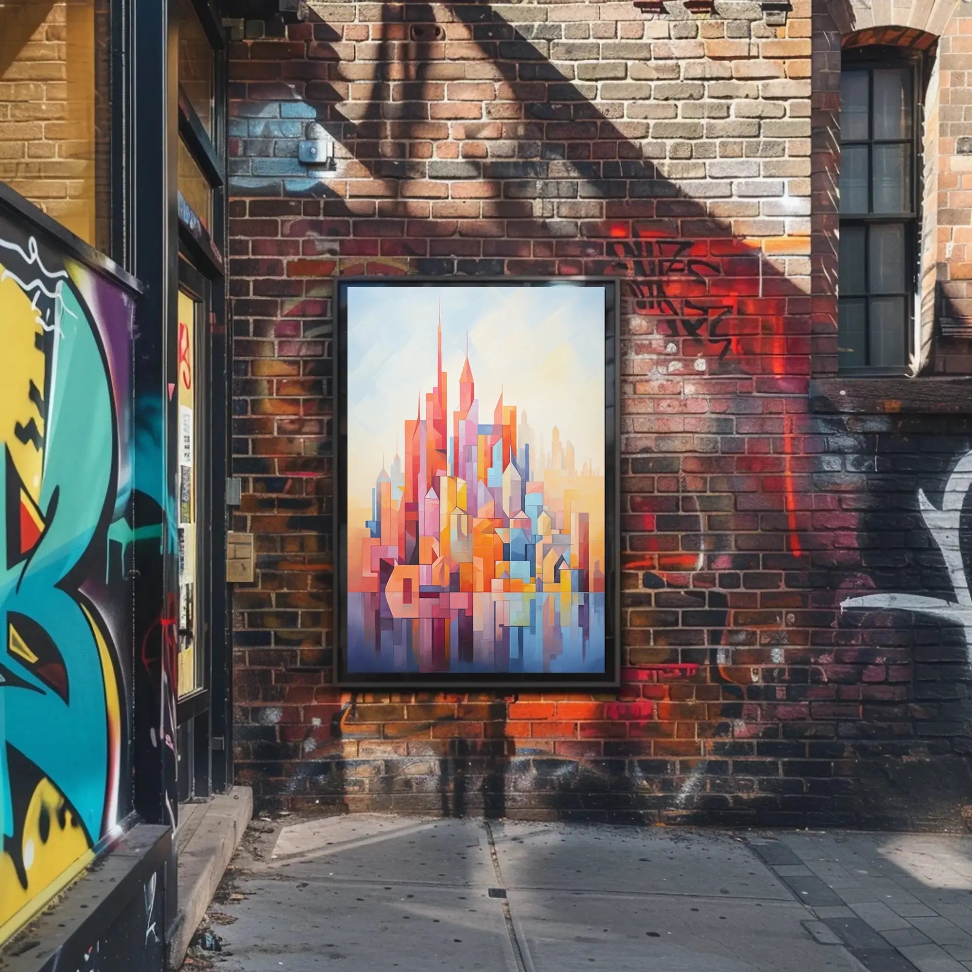 Vibrant geometric cityscape design abstract artistic poster PosterGoat
