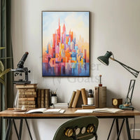 Vibrant geometric cityscape design abstract artistic poster PosterGoat