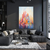 Vibrant geometric cityscape design abstract artistic poster PosterGoat
